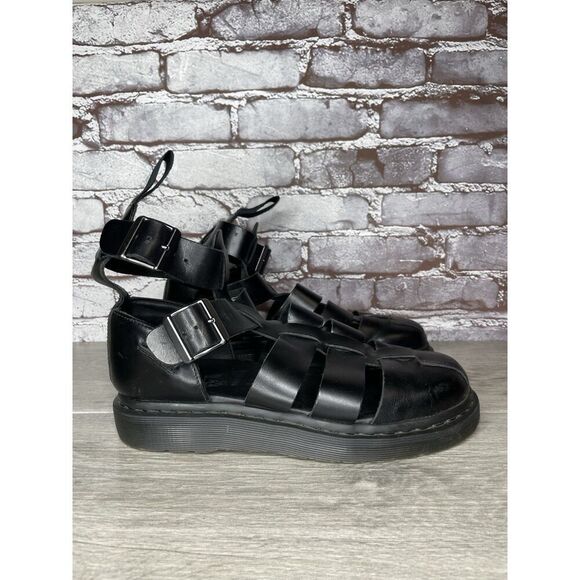 Dr. Martens Geraldo Black Leather Strap Gladiator Wedge Sandals Men’s 9M US/42EU - Picture 3 of 16